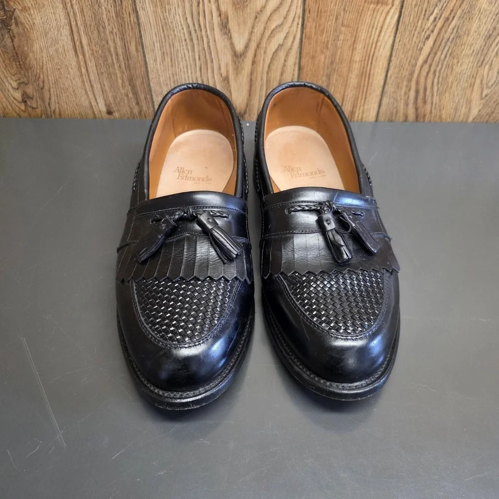 Allen Edmonds Shoes Men 10 EEE Black Leather Tassel Kiltie Loafers 1809